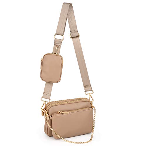 UTO Kleine Umhängetasche Damen 3 in 1 Crossbody Bag Damen Breiter Gurt mit Münzbeutel Handtasche mit Abnehmbare Kette Schultertasche mit Abnehmbarer Verstellbarer Schultergurt Aprikose Stylisch UTO Kleine Umhängetasche Damen 3 in 1 Crossbody Bag Damen Breiter Gurt mit Münzbeutel Handtasche mit Abnehmbare Kette Schultertasche mit Abnehmbarer Verstellbarer Schultergurt Aprikose Stylisch von UTO