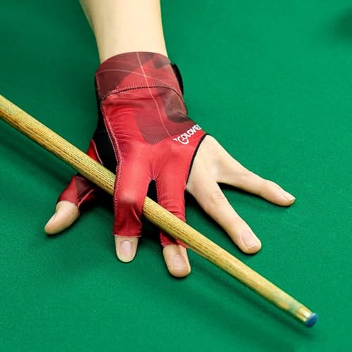 UTTASU Elastischer Snooker-Pool-Billard-Handschuh, 3-Finger-Spandex-Shooter-Handschuh, stabiler Griff, Silikon-Design (Rechtsrot) von UTTASU