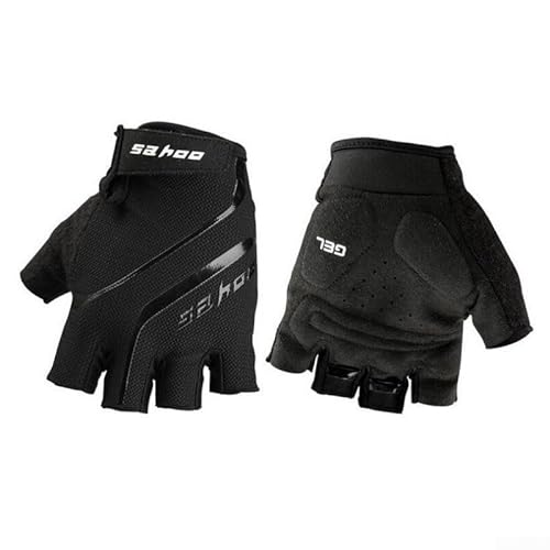 UTTASU Halbfinger-Handschuhe aus atmungsaktivem Netzmaterial, für Mountainbike, Fahrrad, Schwarz/Rot/Blau (XL, Schwarz) von UTTASU