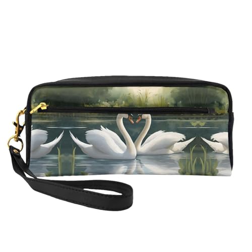 Make-up-Tasche mit weißen Schwänen auf dem See, Reise-Kosmetiktasche, Make-up-Tasche für Damen, Make-up-Organizer, Reiseutensilien, Schwarz , Einheitsgröße, Kosmetiktasche von UVBDF