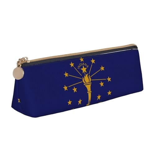 UVBDF Federmäppchen mit Indiana-Flagge, tragbar, Schreibwaren, großes Fassungsvermögen, Kosmetik-Organizer-Tasche, weiß, Einheitsgröße, Kosmetiktasche von UVBDF