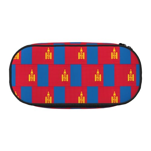 UVBDF Federmäppchen mit mongolischer Flagge, tragbares Federmäppchen, ästhetisch, mit Reißverschluss für Büro-Organizer, Schwarz , Einheitsgröße, Taschen-Organizer von UVBDF