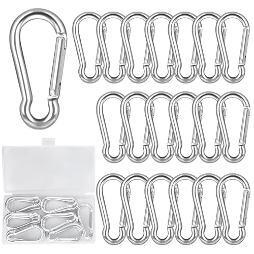 UVVRUR 20 STK Karabiner Karabinerhaken Schlüsselanhänger 60 x 6mm Karabiner Klein Carabiner Set mit Schnapphaken für Rucksack Hundeleine Camping Angeln Reisen (20 Stück 60mm) von UVVRUR