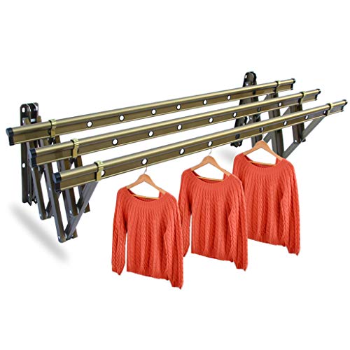 Airer Faltbarer Wäscheständer zum Trocknen, an der Wand montierter Wäscheständer, tragbarer ausziehbarer Wäscheständer, teleskopischer Push-Pull-Handtuchhalter, tragbar für drinnen und draußen (Größe: von UYDJAKX