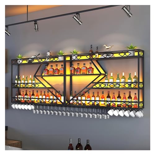 An der Wand montiertes Weinregal mit LED-Licht, schwebende LED-Regale, LED-Präsentationsregal für Spirituosenbar-Flaschen, multifunktionales Lagerregal für Zuhause, Restaurants, Bars, Innenräume, von UYDJAKX