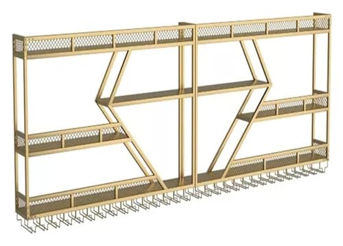 Modernes, an der Wand montiertes Weinregal, Metallregal für Weinflaschen und Gläser, Bareinheit, schwebende Regale mit LED-Licht, Eisen-Ausstellungsständer, Weinhalter für Bar, Wohnzimmer, Restaurant, von UYDJAKX