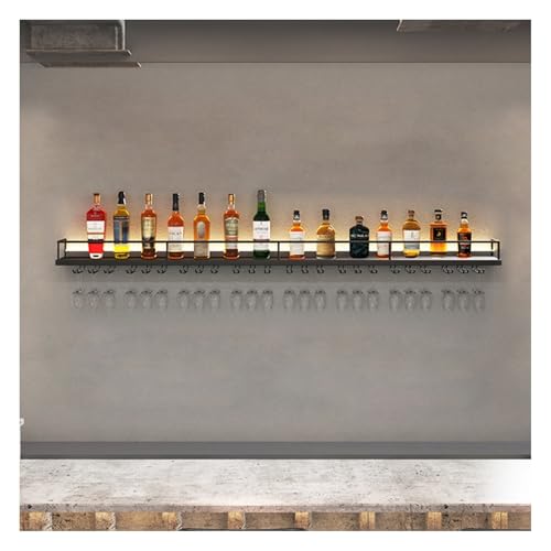 UYDJAKX LED-Weinregale zur Wandmontage, Bouteille Muraux Métalique, Metallbar, Spirituosenregale und Glashalter, Regale für Spirituosenflaschen für die Bar für die Küche, Esszimmer, Bar-Dekoration, von UYDJAKX