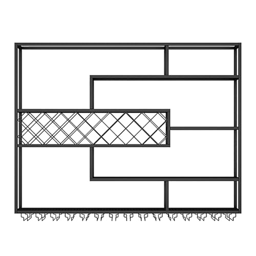 Weinregal zur Wandmontage, Glasflaschenhalter, Spirituosenregal aus Metall mit LED-Licht, schwebende Wandweinregale, Bar-Präsentationsregal für Spirituosenflaschen für die Küche, Bar, Café Star of von UYDJAKX