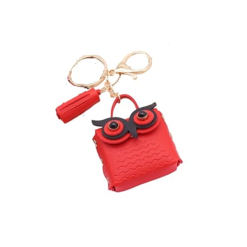 UYFRD 2 x niedliche Eule Mini-Tasche für Damen, PU-Leder, Münzgeldbörsen, Modeschmuck, Handtasche, Mädchen, Münzkartenhalter für Kinder, Geldbörsen, Schlüsselanhänger, rot, Einheitsgröße von UYFRD