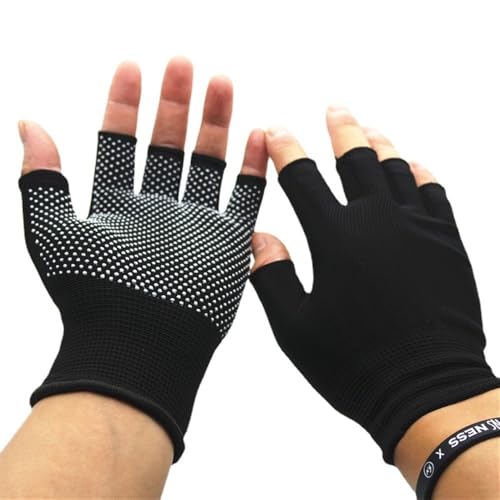 UYFRD Halbfinger-Handschuhe, rutschfest, für Damen und Herren, Gel-Pad-Handschuhe, Radfahren, fingerlose Handschuhe, Fahrradzubehör, Reiten, Motorrad (Dunkelgrau, L) von UYFRD