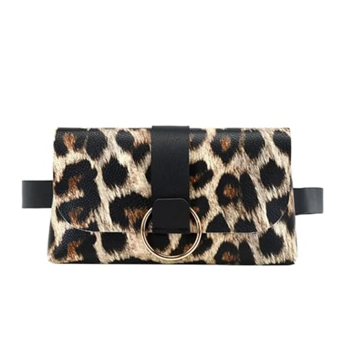 UYFRD Mini Hüfttasche 2 in 1 Leopard Streifen Münzbörse Damen Gürteltasche Gürtel Handytasche Hüfttasche Flap Leder Bauchtasche, leopard, Einheitsgröße von UYFRD