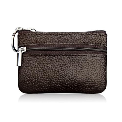 UYFRD Modische Damen-Geldbörse aus Leder, Clutch, ein/zwei Reißverschluss, kurz, klein, Münzgeldbörse, weiches Mini-Kartenetui, 1 x Kaffeebraun mit Reißverschluss, Einheitsgröße von UYFRD