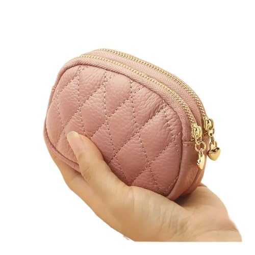 UYFRD Modische Mini-Geldbörse für Damen, Leder, Kartenhalter, Münzbörse, kurze Geldbörse, Reißverschluss, Schlüsselanhänger, Clutch-Tasche, rose, 2PCS von UYFRD