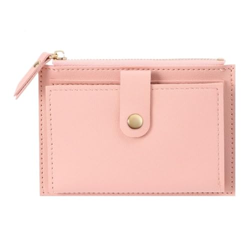 UYFRD Modische kleine Geldbörse für Damen, einfarbig, PU-Leder, Mini-Münzgeldbörse, Kreditkartenhalter, Taschen, Reißverschluss, Münzbörse, A-Pink, Einheitsgröße von UYFRD