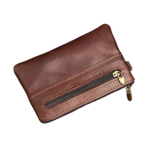 UYFRD Münzgeldbörse aus echtem Leder für Herren und Damen, Mini-Reißverschluss, kleine Geldtasche, Geldtasche, Geldbeutel, Kartenhalter, dunkelbraun, 2PCS von UYFRD