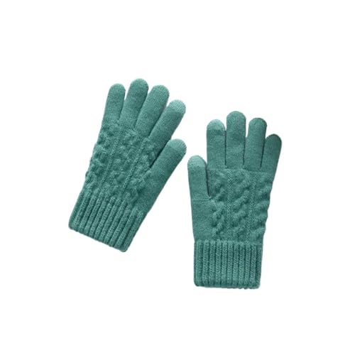 UYFRD Warme Vollfinger-Handschuhe, Winter, Touchscreen Plus, Fleece-Handschuhe, Damen, dicke Wolle, gestrickt, Radfahren, Fahren, Handschuhe (grün) von UYFRD