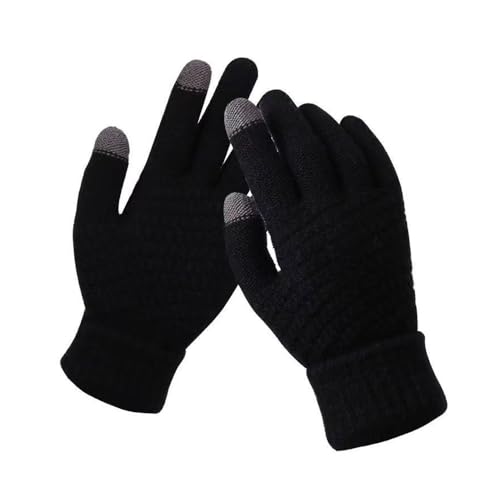 UYFRD Warme Winterhandschuhe für Damen und Herren, Stretch, klassische Strick-Fäustlinge, Wolle, Vollfinger, Outdoor, Radfahren, Autofahren, Schwarz, 8 Paar von UYFRD