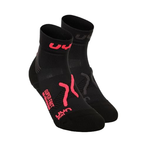 UYN Damen Super Fast Socks Laufbekleidung Laufsocken Schwarz - Koralle 41-42 von UYN