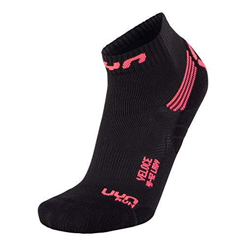 UYN Damen Veloce Runningsocken, Black/Coral Fluo, 35/36 von UYN