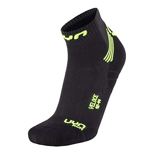 UYN Herren Veloce Runningsocken Herren Socke, Black/Yellow Fluo, 45 47 EU von UYN