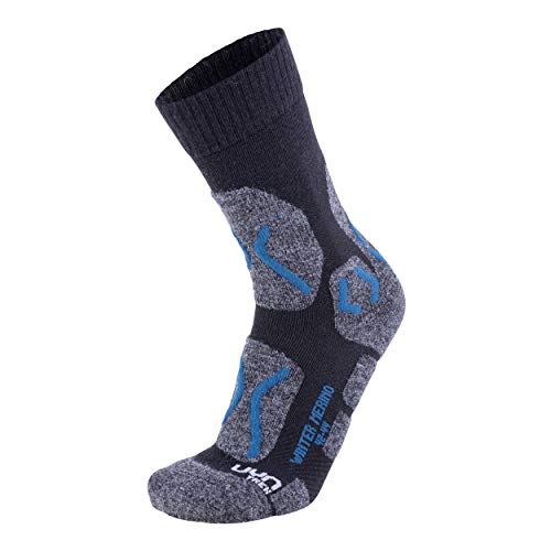 UYN Herren Winter Merino Trekking Socken, Anthracite Melange/Petrol Blue, 39/41 von UYN