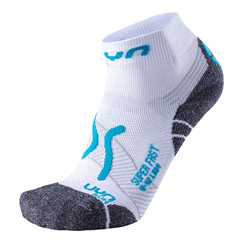 UYN SUPER FAST DAMEN RUNNINGSOCKEN, White/Turquoise, 41/42 von UYN