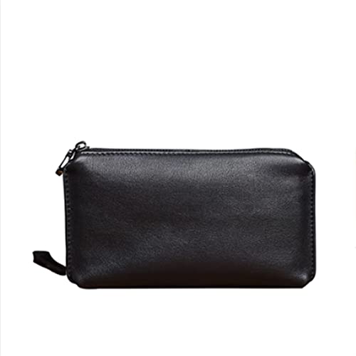 UYSZHKHL Clutch für Herren Herren Vintage Leder Clutch Bag Lässige einfache weiche Leder Lange Brieftasche(Black) von UYSZHKHL