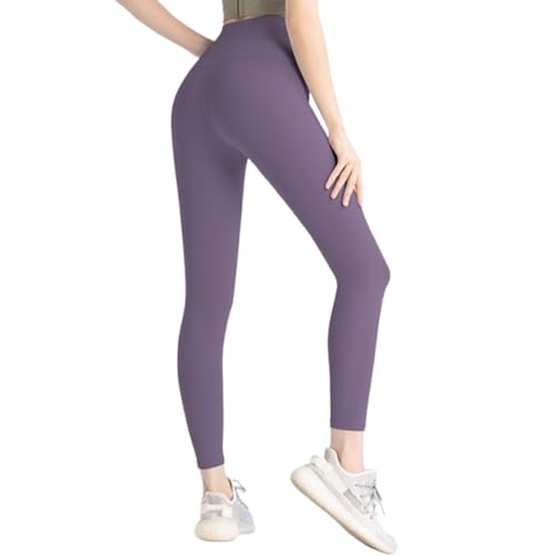 UZQFSGXA Damen-Bauch- und Hüftlifting-Hose, Leggings mit hoher Taille, Übergröße, lässige Yogahose, hüfthebende Sporthose (3X-Large,Purple) von UZQFSGXA