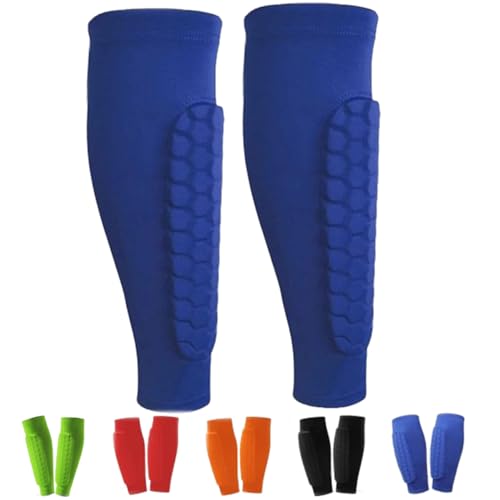 UZQFSGXA Schienbeinschoner für Fußballer, leichte und Bequeme Schienbeinschoner, Sportzubehör für Fußballer, geeignet für Outdoor-Sportarten wie z. B. Schutzpolster für Fußballer (Large,Blue) von UZQFSGXA