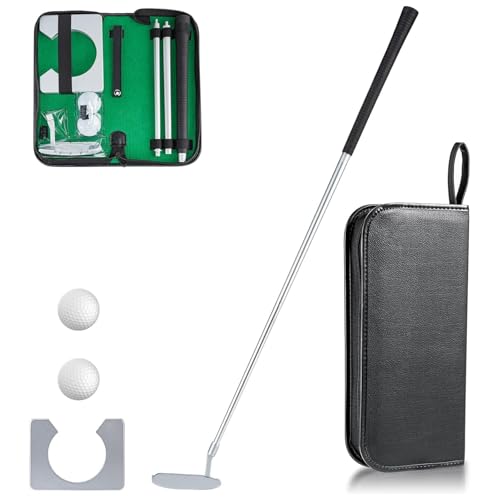 Uadme Golfschläger Set Herren, Golf Putter Set, Golf Büro Set, mit Alu-Putter, Torständer aus Holz, Gummibällen und PVC-Tragetasche, für Indoor oder Outdoor Golftraining Uadme Golfschläger Set Herren, Golf Putter Set, Golf Büro Set, mit Alu-Putter, Torständer aus Holz, Gummibällen und PVC-Tragetasche, für Indoor oder Outdoor Golftraining von Uadme