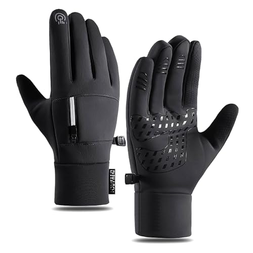 Uclac Wasserdichte Winterhandschuhe, Thermo-Touchscreen-Handschuhe, kaltes Wetter, Fahrradhandschuhe für Männer und Frauen, Radfahren, Laufen, Wandern, Fahren von Uclac