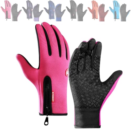 Udbeksid Frostfit Thermo Handschuhe 2.0 – Premium Winterhandschuhe für Herren und Damen, Wasserabweisend, Touchscreen-fähig, Ideal für Fahrradfahren und Outdoor-Aktivitäten(Rosa,XL) von Udbeksid