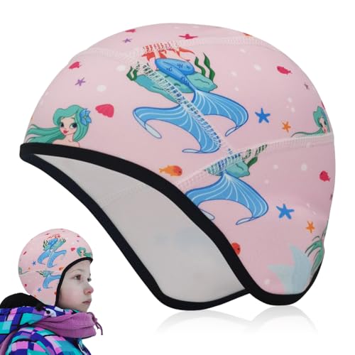 Udbrud Fahrrad Mütze Winter Kinder, Fahrradmütze unter Helm Wintermütze Warm Winddichte Sportmütze Helm Unterziehmütze für Alle Outdoor Wintersport Kinder Mädchen von Udbrud