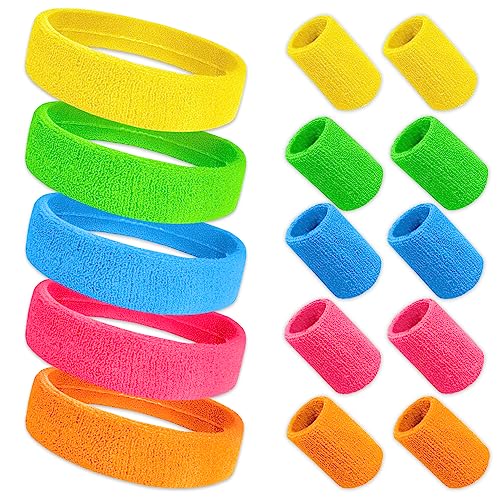 Udbrud Neon Schweißband Set, 15 Stück 80er Jahre Stirnband 5 Farben Schweißband Stirnband Männer & Frauen für Retro 80er 90er Party Karneval Laufen Joggen Tennis Udbrud Neon Schweißband Set, 15 Stück 80er Jahre Stirnband 5 Farben Schweißband Stirnband Männer & Frauen für Retro 80er 90er Party Karneval Laufen Joggen Tennis von Udbrud