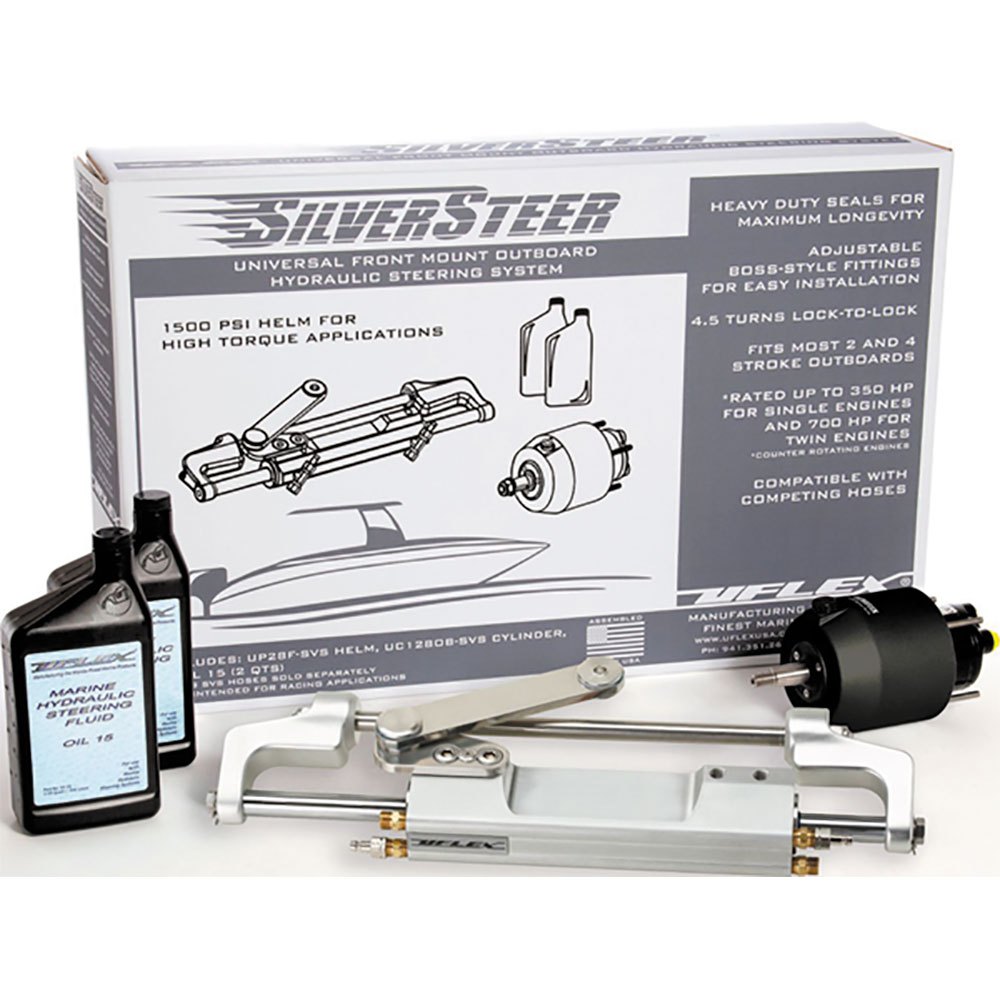 Uflex Silversteer V1 Universal Front Mount Outboard Hydraulic Tilt Steering System Silber von Uflex