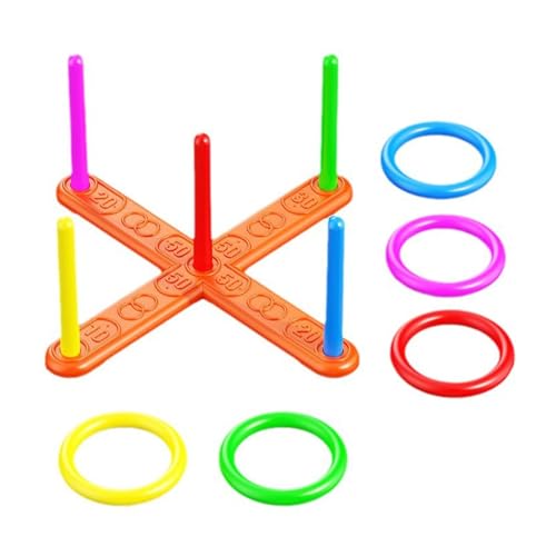 Uhngw Ring-Wurf-Spielzeug, Ring-Wurf-Spiel, Indoor-Outdoor-Karnevalsspiele, 5 Wurfringe, Hinterhofspielzeug, Wurfspiel-Spielzeugset, Familienaktivitätsspiel für drinnen und draußen von Uhngw