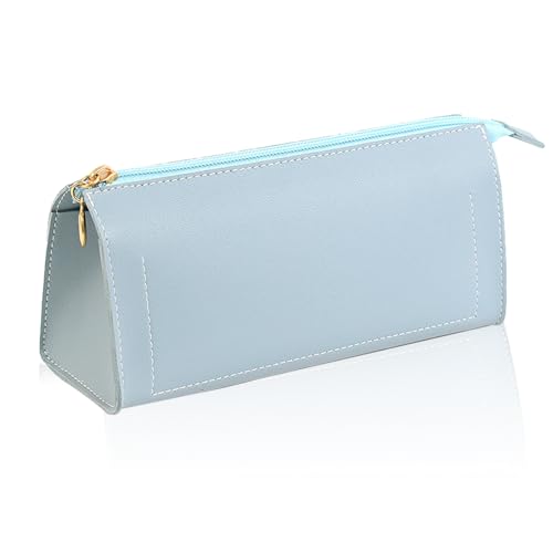 UieaMsio Federmäppchen,Leder Mäppchen,Federtasche,Pencil Case Aesthetic,Mädchen Etui,PU Mäppchen,Tragbare Schreibwaren Tasche, Große Kapazität Federmäppchen,Kosmetik-Organizer-Tasche für Studente Blau von UieaMsio