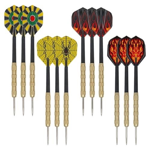 Ukbzxcmws 12Pcs Stahl Spitze Darts Ersatz Eisen Fässer PET Flight Set Professionelle Metall Darts Dartscheibe Zubehör Langlebig von Ukbzxcmws