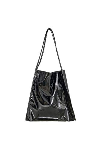Ulisty Damen Lackleder Tasche Weich Tragetasche Lässig Shopper Schultertasche Mode Handtasche Tägliche Tasche schwarz von Ulisty
