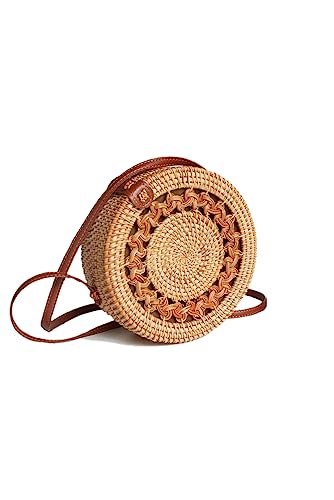 Ulisty Hohl-geschnitztes Design Rund Rattan Tasche Kreis Strohbeutel Handgefertigte Tasche Weben Korb Handgewebte Tasche Sommer-Strandtasche Schultertasche Umhängetasche für Damen/Frauen Khaki Futter Ulisty Hohl-geschnitztes Design Rund Rattan Tasche Kreis Strohbeutel Handgefertigte Tasche Weben Korb Handgewebte Tasche Sommer-Strandtasche Schultertasche Umhängetasche für Damen/Frauen Khaki Futter von Ulisty