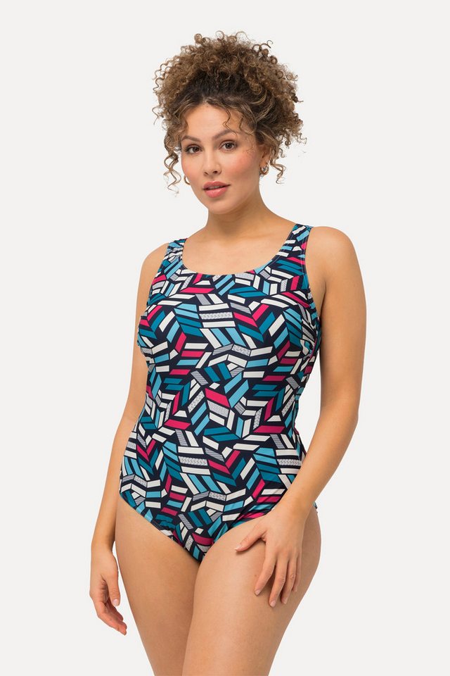Ulla Popken Badeanzug Badeanzug grafischer Druck ohne Softcups Rundhals Ulla Popken Badeanzug Badeanzug grafischer Druck ohne Softcups Rundhals von Ulla Popken