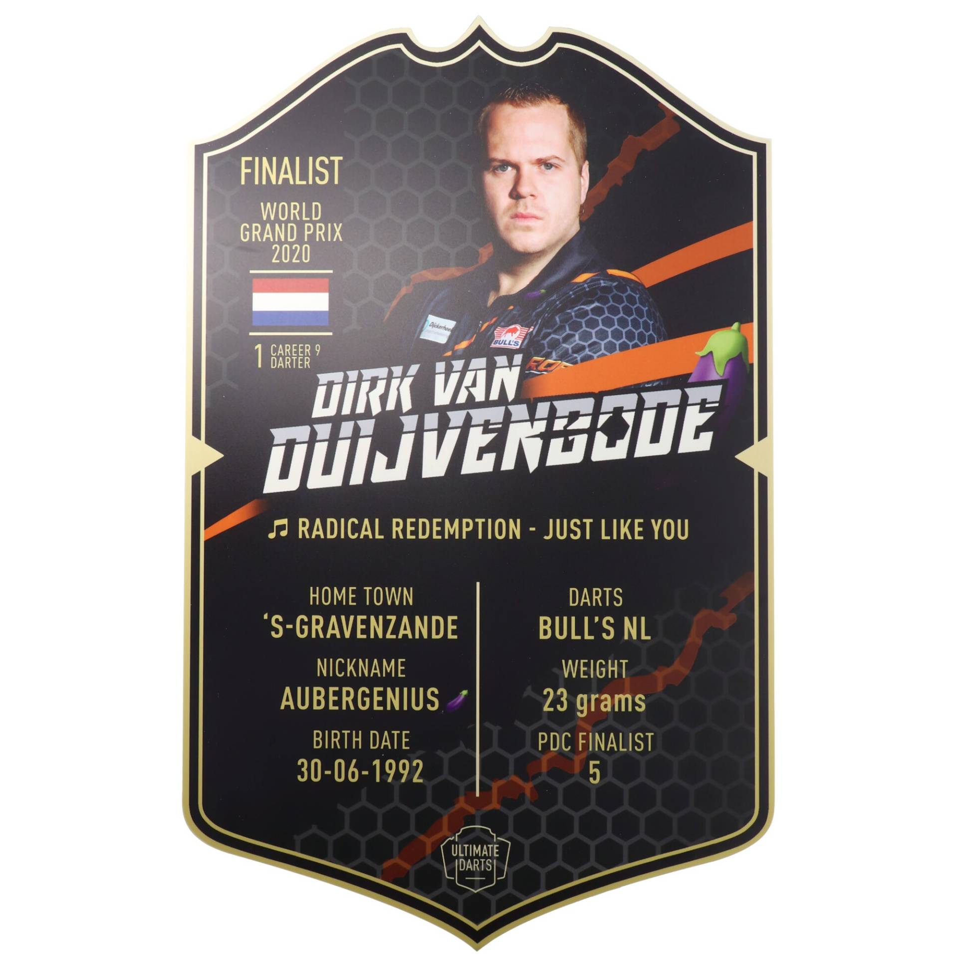Dirk Van Duijvenbode Player Card 59 x 37 cm Dirk Van Duijvenbode Player Card 59 x 37 cm von Ultimate Darts