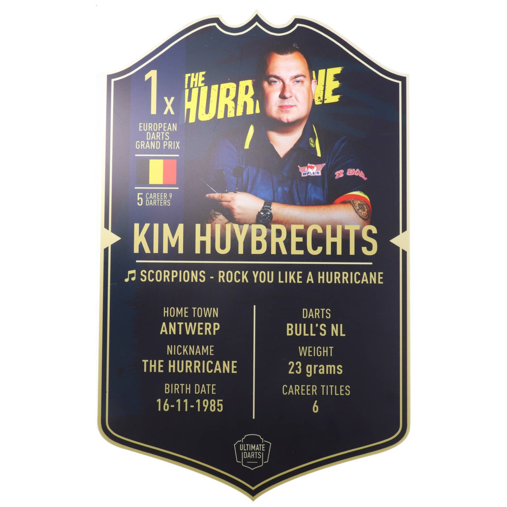 Kim Huybrechts Player Card 59 x 37 cm Kim Huybrechts Player Card 59 x 37 cm von Ultimate Darts