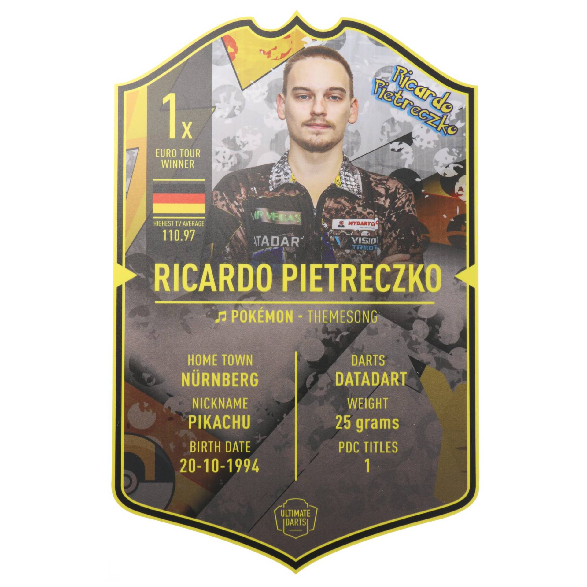Ricardo Pietreczko, Pikachu Fankarte 37x25cm Ricardo Pietreczko, Pikachu Fankarte 37x25cm von Ultimate Darts