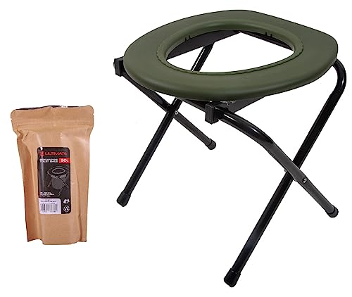 Ultimate Camper-Comfort Toilet + 15 Biologisch Abbaubare Toilettenbeutel | Bivvy Zubehör von Ultimate