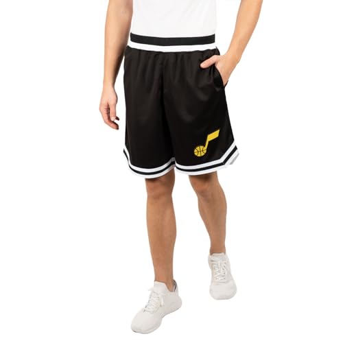 Ultra Game NBA Herren Active Knit Basketball Trainingsshorts Woven Team Logo Poly Mesh Shorts, Schwarz, Medium von Ultra Game