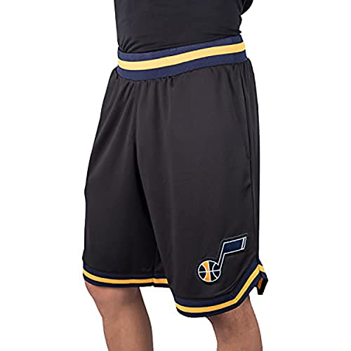 Ultra Game NBA Men's Active Knit Basketball Training Shorts Herren Woven Team Logo Poly Mesh, Schwarz, Large von Ultra Game