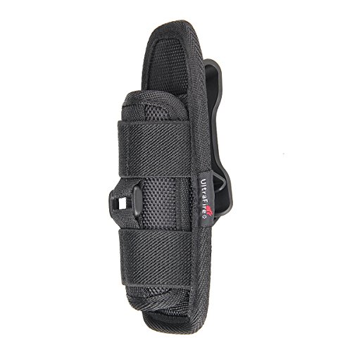 ULTRAFIRE Taschenlampe Holster Taschenlampenhalter, Elastische Nylonholster Taschenlampe Tasche Mit 360 Grad Drehbare Gürtel Clip (Schwarz) von UltraFire