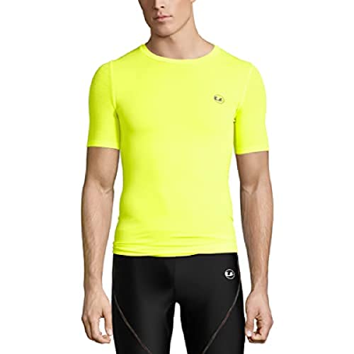 Ultrasport Basic Herren nahtloses Kompressions-T-Shirt Noam, atmungsaktiv, Kurzarm, für Sport, Training, Fitness, neon gelb, L/XL von Ultrasport