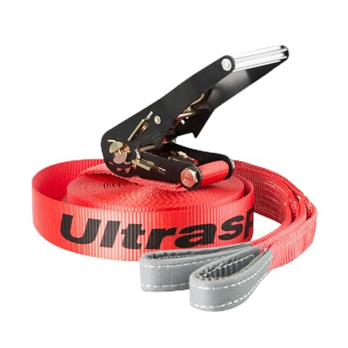 Ultrasport 25 m mit Ratsche, Slackline-Set für Anfänger und Kinder, mit Ratschenschutz und robuste Tragetasche, für Slack Line Funsport, 50 mm breit, rot, 25m Ultrasport 25 m mit Ratsche, Slackline-Set für Anfänger und Kinder, mit Ratschenschutz und robuste Tragetasche, für Slack Line Funsport, 50 mm breit, rot, 25m von Ultrasport